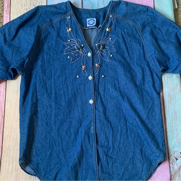 Vintage bingo bingo Button Down Shirt with embroidery - Picture 2 of 11